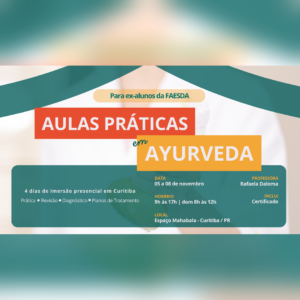 Cartaz do curso de aperfeiçoamento em terapias corporais do Ayurveda, imersão presencial de 4 dias