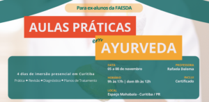 Cartaz do curso de aperfeiçoamento em terapias corporais do Ayurveda, imersão presencial de 4 dias