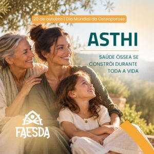 Arte do Dia Mundial da Osteoporose da FAESDA sobre Asthi, a saúde dos ossos no Ayurveda