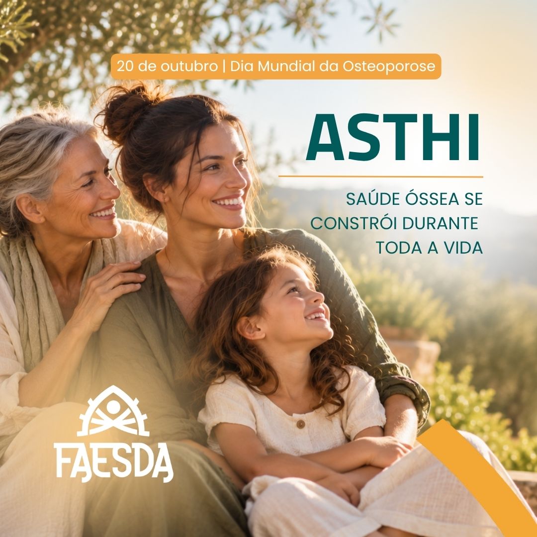 Arte do Dia Mundial da Osteoporose da FAESDA sobre Asthi, a saúde dos ossos no Ayurveda